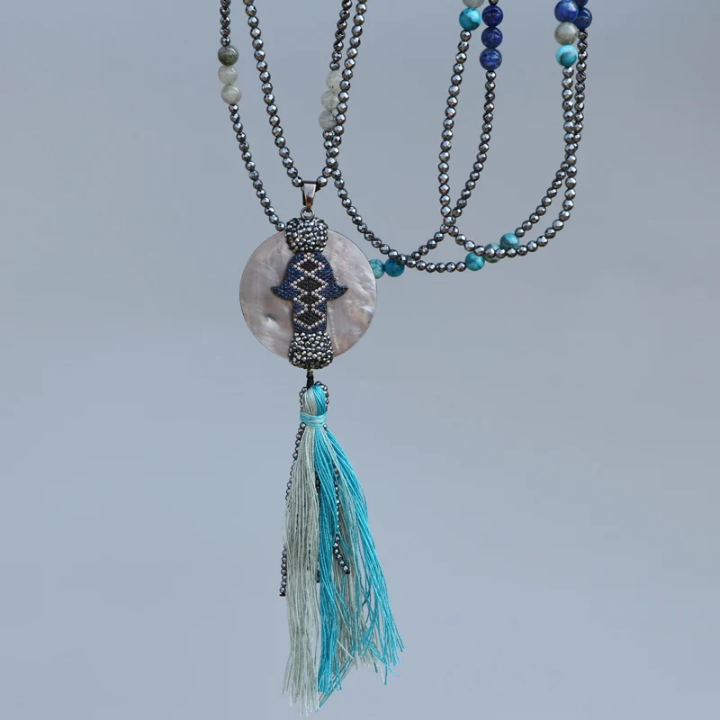 Женское Ожерелье EDOTHALIA длинное ограненный гематит 3 мм|long necklace|bead necklacenecklaces for women |