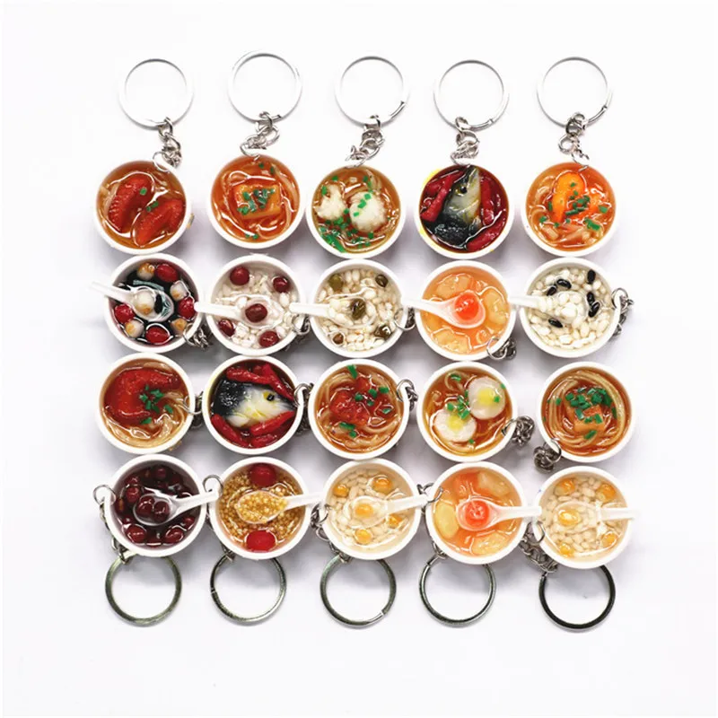 

20pcs Kitchen Toys Simulation Food Chinese Dessert Ramen Noodles Key Chain Key Rings Pretend Play Toy