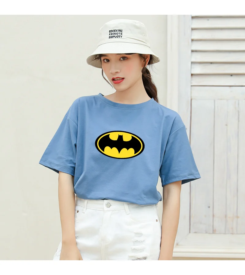 Летние новые женские повседневные футболки с коротким рукавом из хлопка Harajuku Kawaii Batman с принтом из мультфильма Топы уличная футболки tumblr рубашка Femme