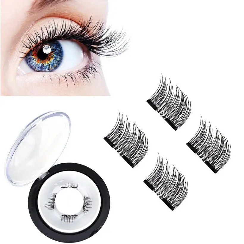

Handmade1 Pair 3D Double Magnetic False Eyelashes Long Lashes Reusable False Magnet Eye Lashes natural magnetic lashes 2U1206