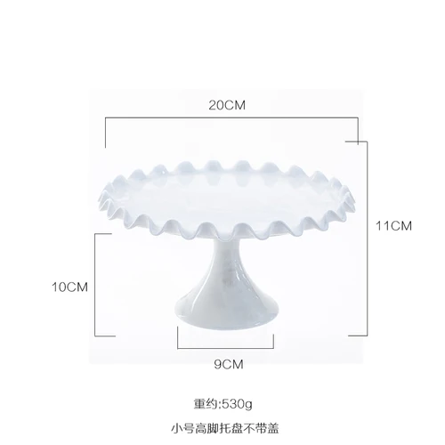 Керамическая подставка для торта с высокими ножками, поднос для торта, поднос для фруктов, десертный стол, витрина, стеклянная крышка, свадебные, вечерние, для украшения дома - Цвет: 20cm