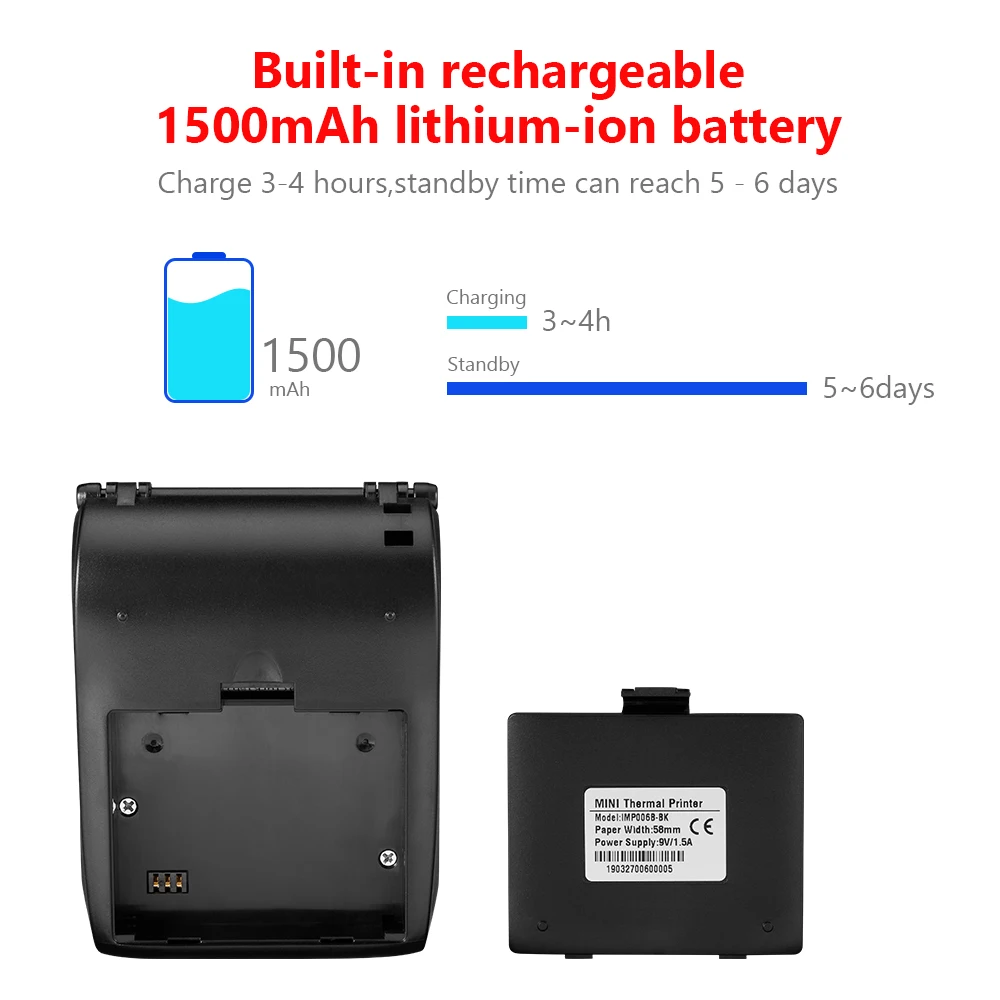 IMP006 BluetoothThermal чековый принтер 58 мм ручной POS Android iOS Мини карманный мобильный