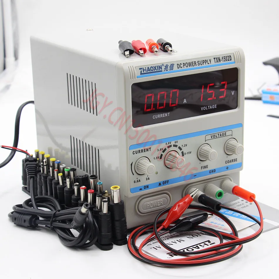 ZHAOXIN TXN 1502D Adjustable DC Power Supply 15V 2A Power Cable Digital Mobile Phone Repair