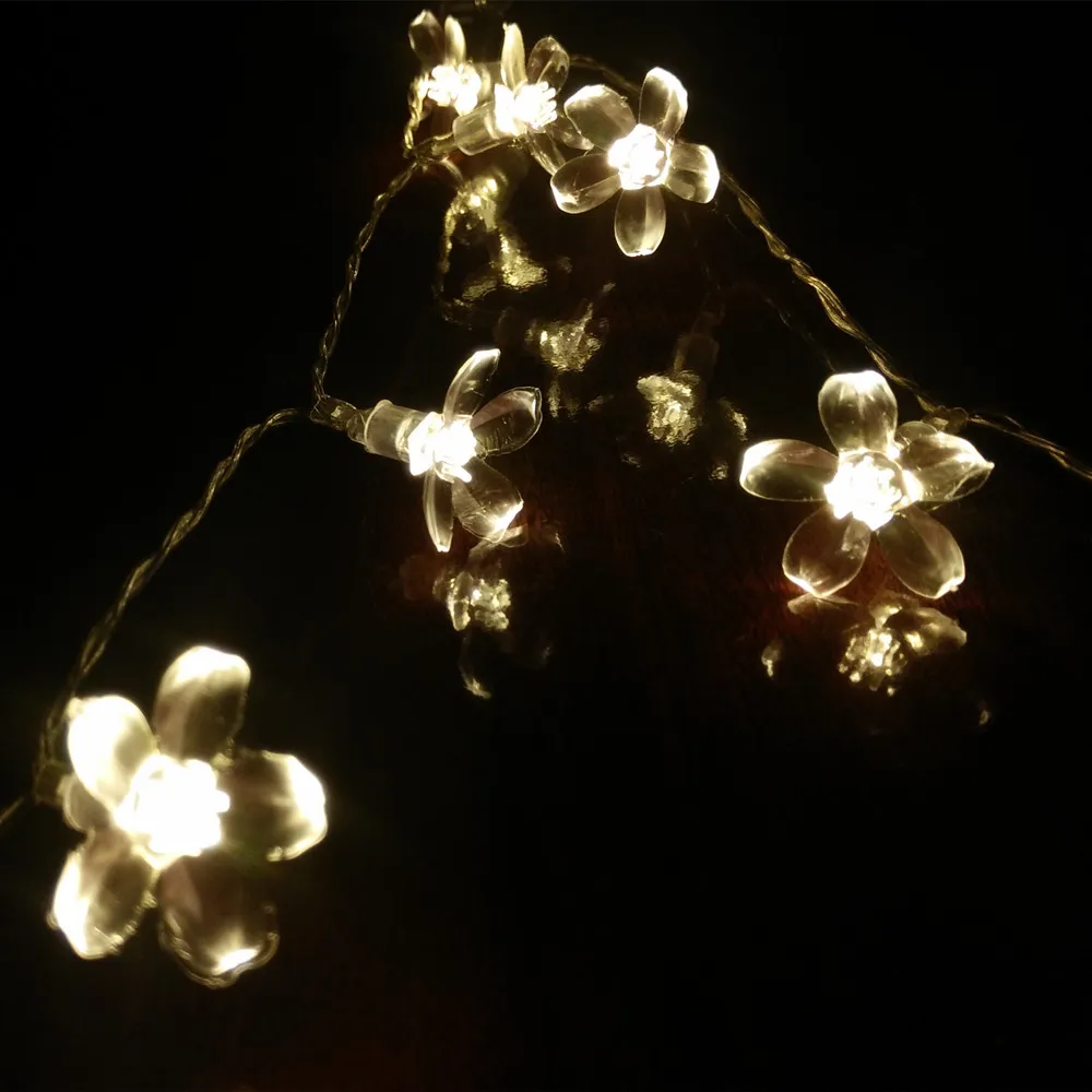 LED String Light Colorful Cherry Blossom Flower Fairy LED Christmas Lights For Garland Decoration Lamp- warm white lighting 1-2