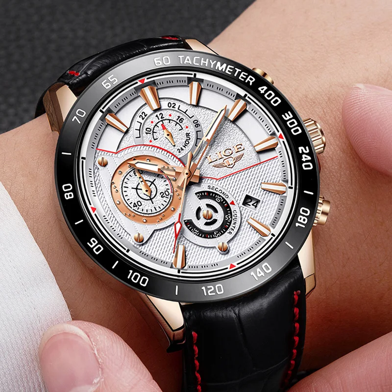 2018 NEW Men's Watches Brand LIGE Brand Luxury Men's Fashion Business Watch Men's Waterproof Leather Fashion Casual Quartz Watch