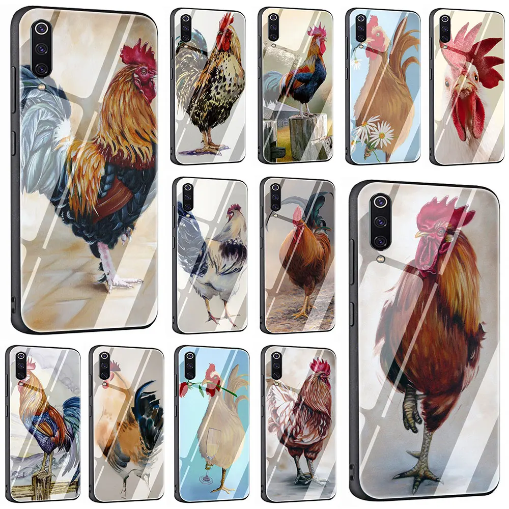 

Chicken Big Rooster Tempered Glass Phone Cover Case For Xiaomi Mi 8 9 Redmi 4X 6A Note 5 6 7 Pro Pocophone F1