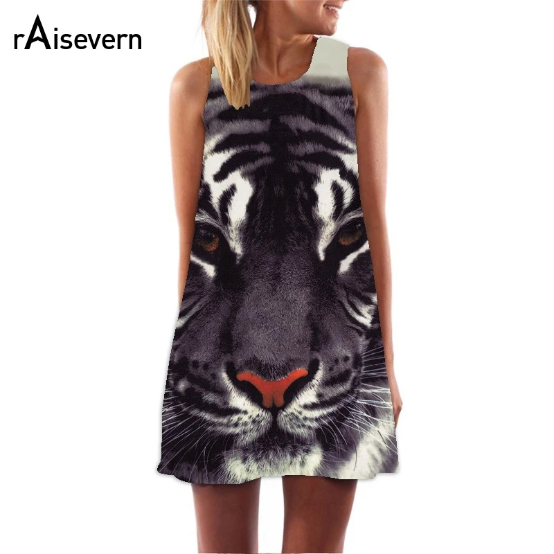 2019 пикантные Тигр платье для девочек Vestidos De Fiesta Женская Туника без рукавов