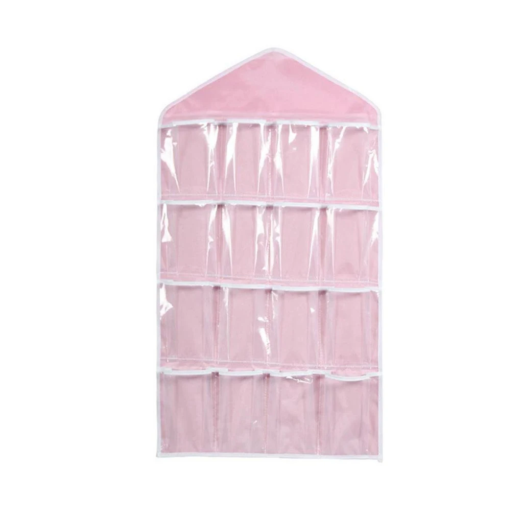 

16 Cheap Pockets Transparent Hanging Bag Bra Socks Underwear Hanger Storage Organizer Clothes Storage Home/Travelling