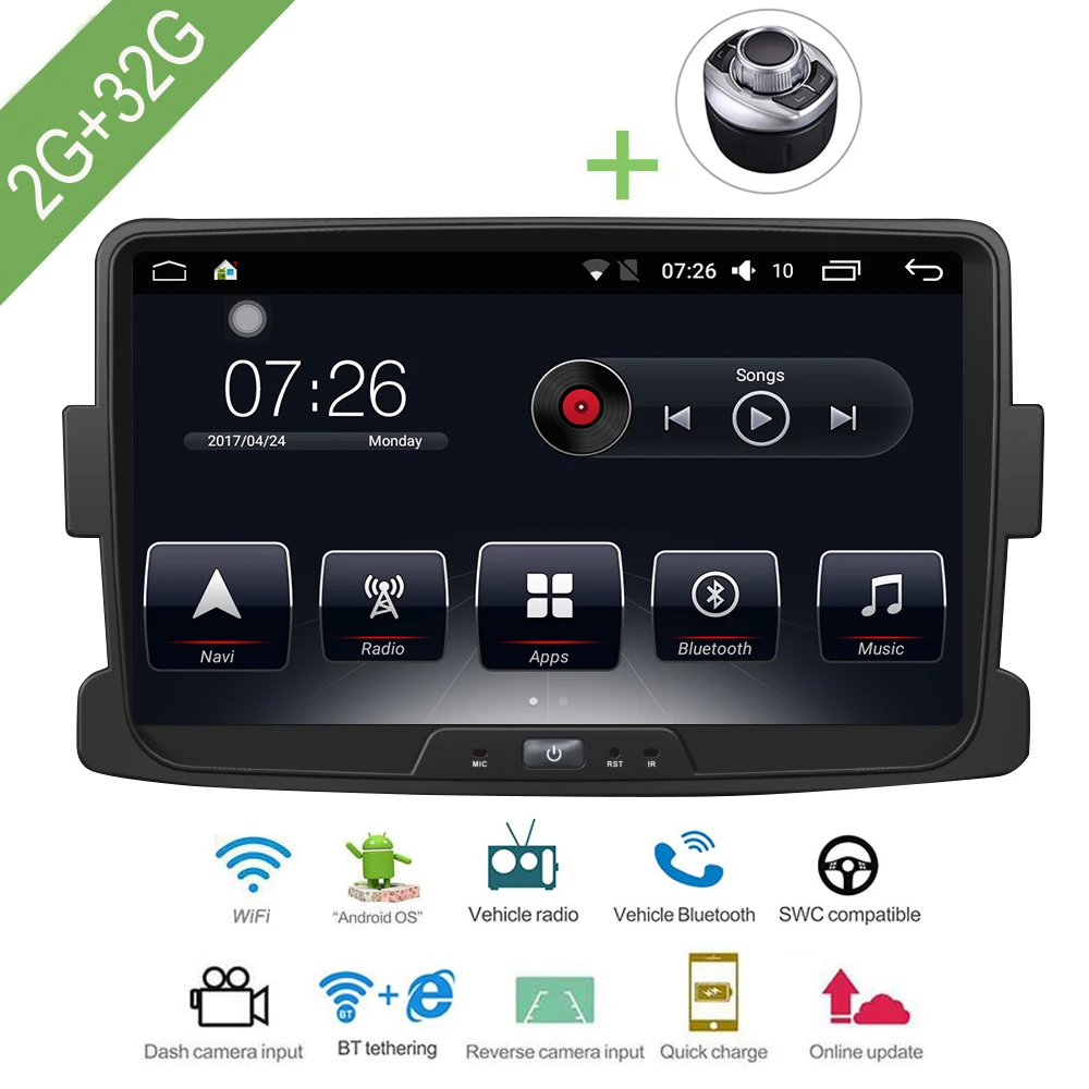 Android 7.1 car stereo android multimedia 8inch 2G/32G touch screen car radio for Renault Duster/Sandero/Logan 2003-2017