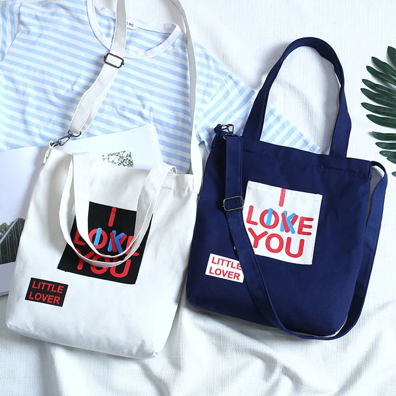 

Women Shoulder Bag Canvas Letters Printed Handbag Resuable Casual Shopping Bags OH66