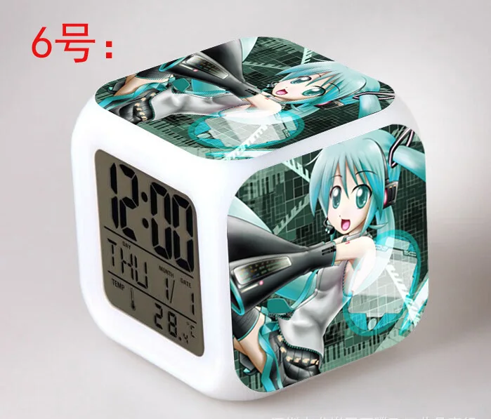 Японский аниме Hatsune Miku светодиодный 7 цветов флэш цифровой будильник Дети Ночник светильник спальня часы reloj despertador