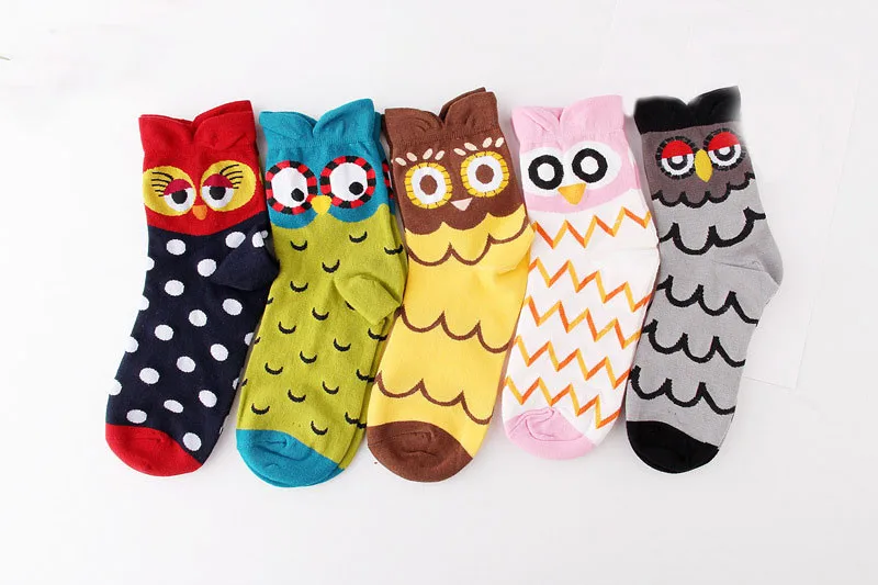 MYORED, женские хлопковые 3D носки с совами, милые вечерние носки с героями мультфильмов, женские носки на Хэллоуин, подарок, 5 пар/лот