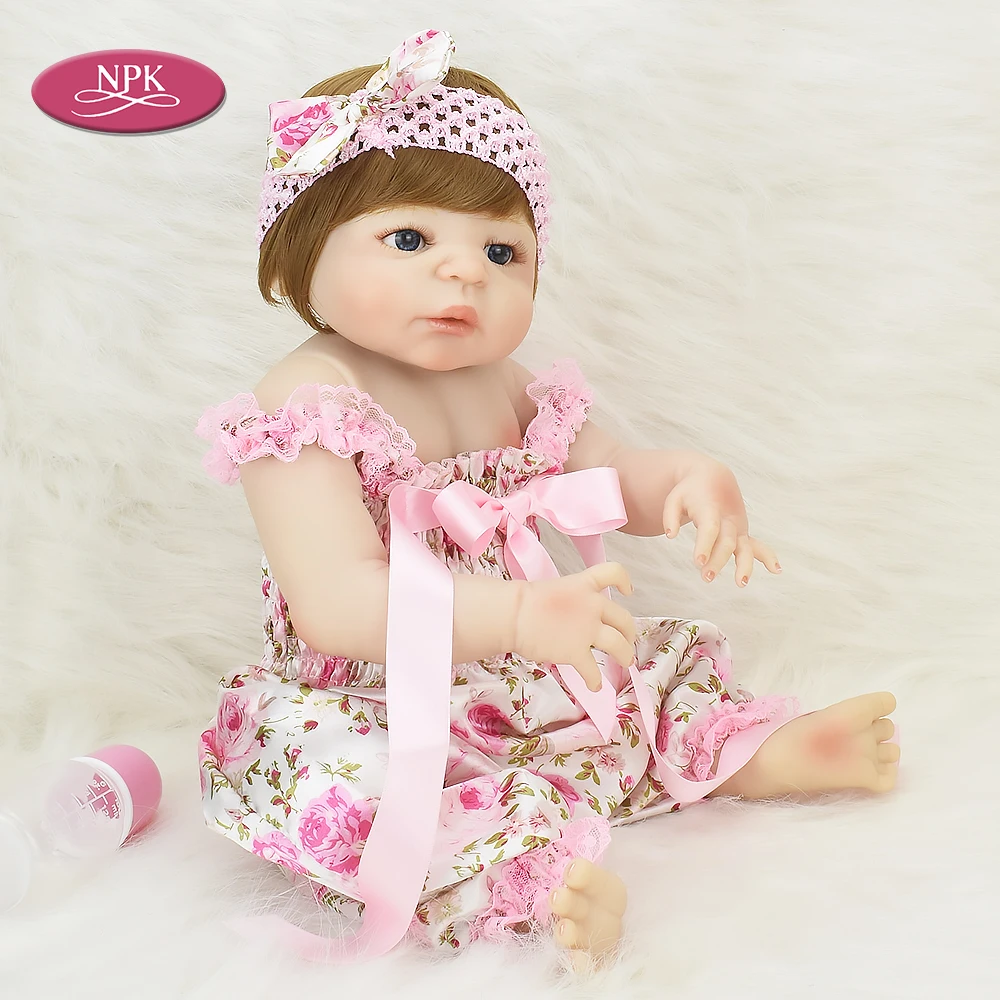 NPK 57 см настоящая силиконовая кукла для новорожденных девочек реалистичные куклы