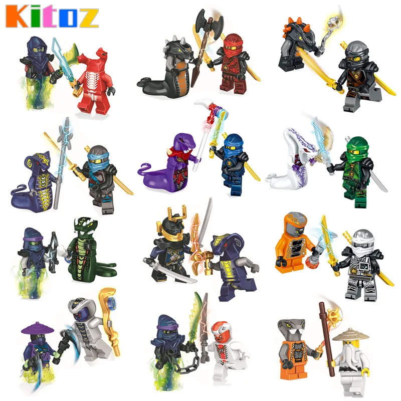 

Kitoz 24pcs Ninjago Figure Ghost Evil Ninja Pythor Chop'rai Mezmo Serpentine Army Building Block Toy Compatible with lego
