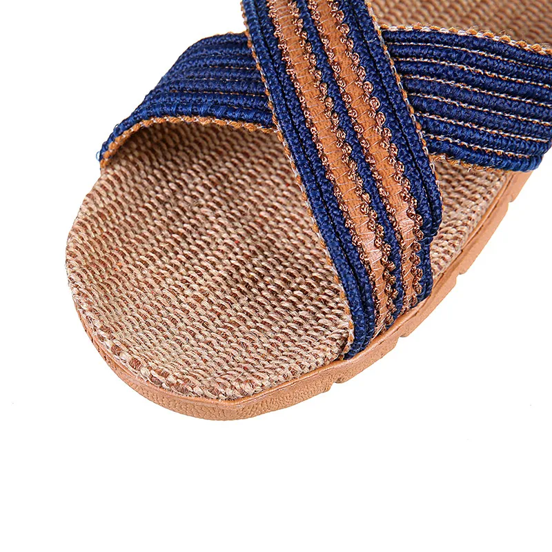 Mntrerm New Summer Men Flax Flip Flop Canvas Linen Non-Slip Designer Flat Sandals Home Slippers Man Fashion Slides Straw Shoe