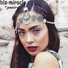 Banda metálica para el cabello bls-miracle, estilo étnico Vintage, Bohemia, Metal grabado, gota, borla, diadema de joyas, regalo, triangulación de envíos HA51