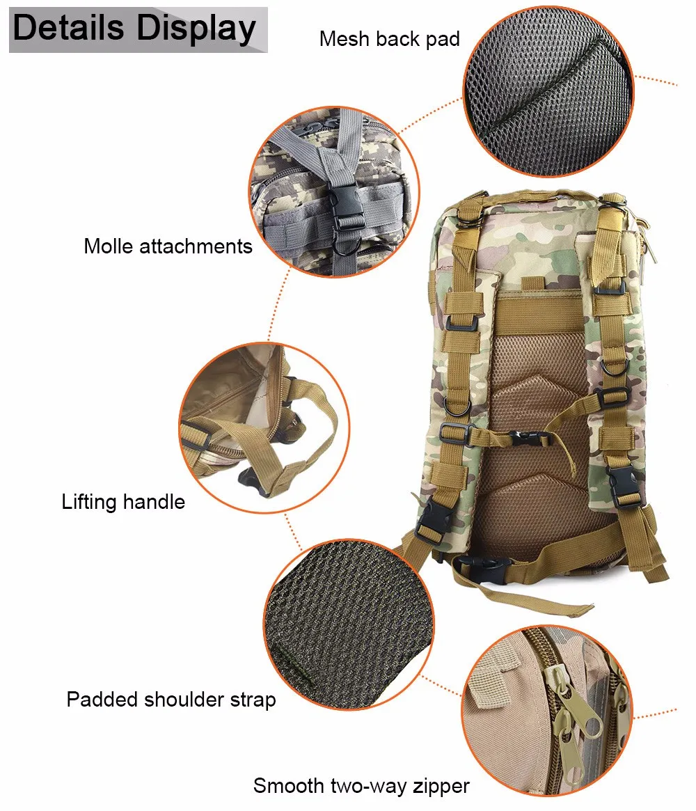  3P Tactical Backpack Military Backpack 600D Oxford Sport Bag 30L for Camping Climbing Bag Traveling Hiking fishing Bags Hot sale