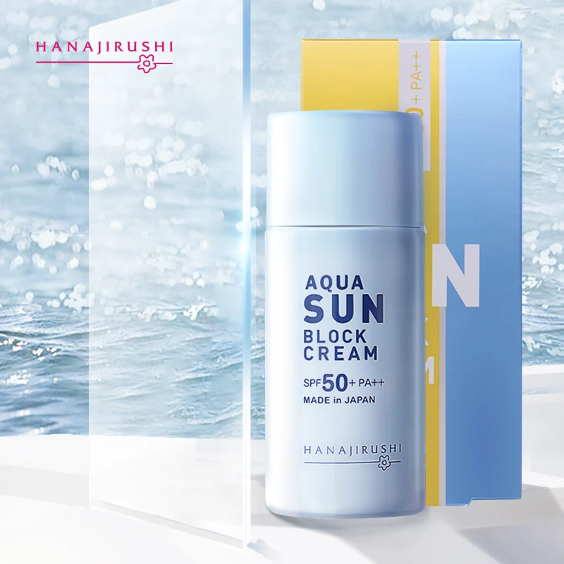 HANAJIRUSHI Sun Cream Aqua Sun Block Cream Sunblocking Cream Ultra-Light Sunscreen Water-Resistant Texture  SPF 50+ PA++Sunblock