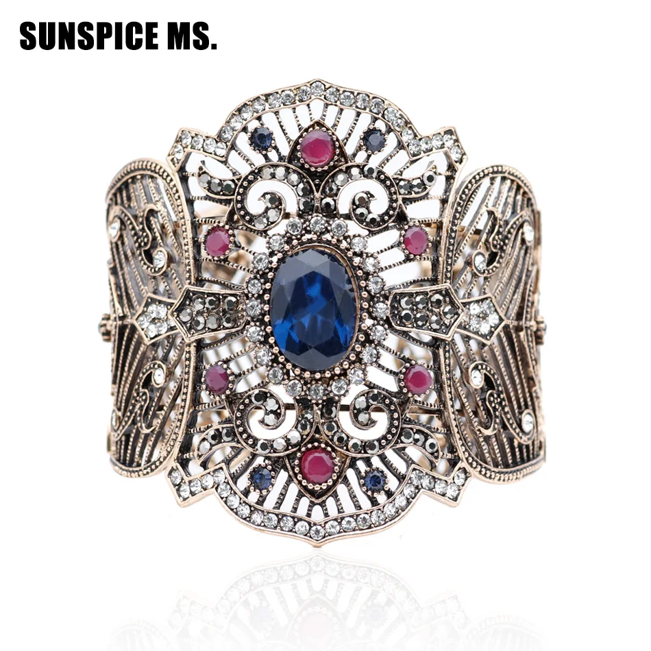 Unique Charm Luxury Cuff Bracelet For Women Adjust Antique Gold Color