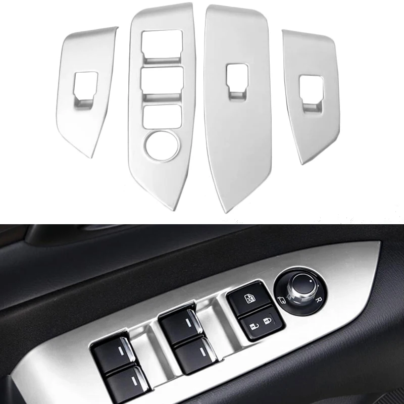 4pcs ABS Matte font b Interior b font Inner Door Window Lift Button Switch Panel Cover