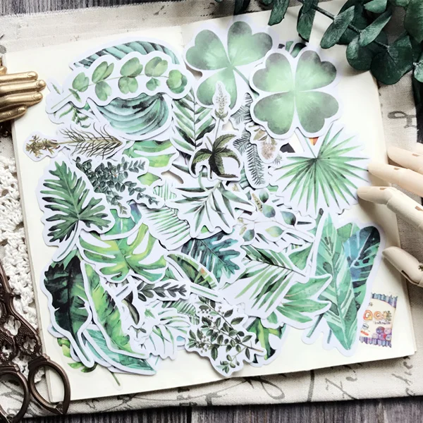 55 шт тропический лес растения свежие monstera ceriman папоротник декоративная наклейка, сделай сам, скрапбукинг дневник наклейки в альбом Escolar