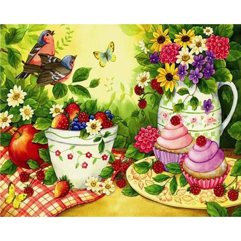 

Full DIY Diamond Painting kit Cake and flower Cross Stitch Diamond Embroidery Patterns rhinestones Mosaic home decor