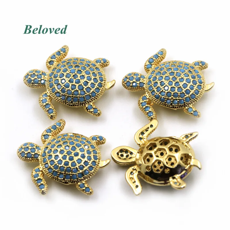 Милая морская черепаха микро Pave CZ Charms ISES латунная Проставка шармы, многоцветное металлическое украшение черепаха делая разъемы, BG18149
