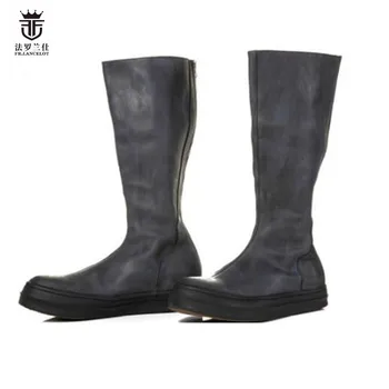 

2019 FR.LANCELOT new arrival european style martin long boots pointed toe fashion men boots cow leather tide shoes luxury brand