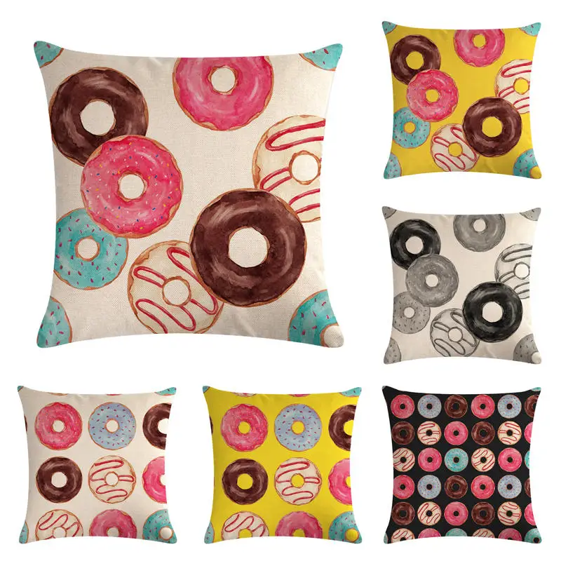 45cm*45cm Food doughnut cake linen/cotton throw pillow covers couch