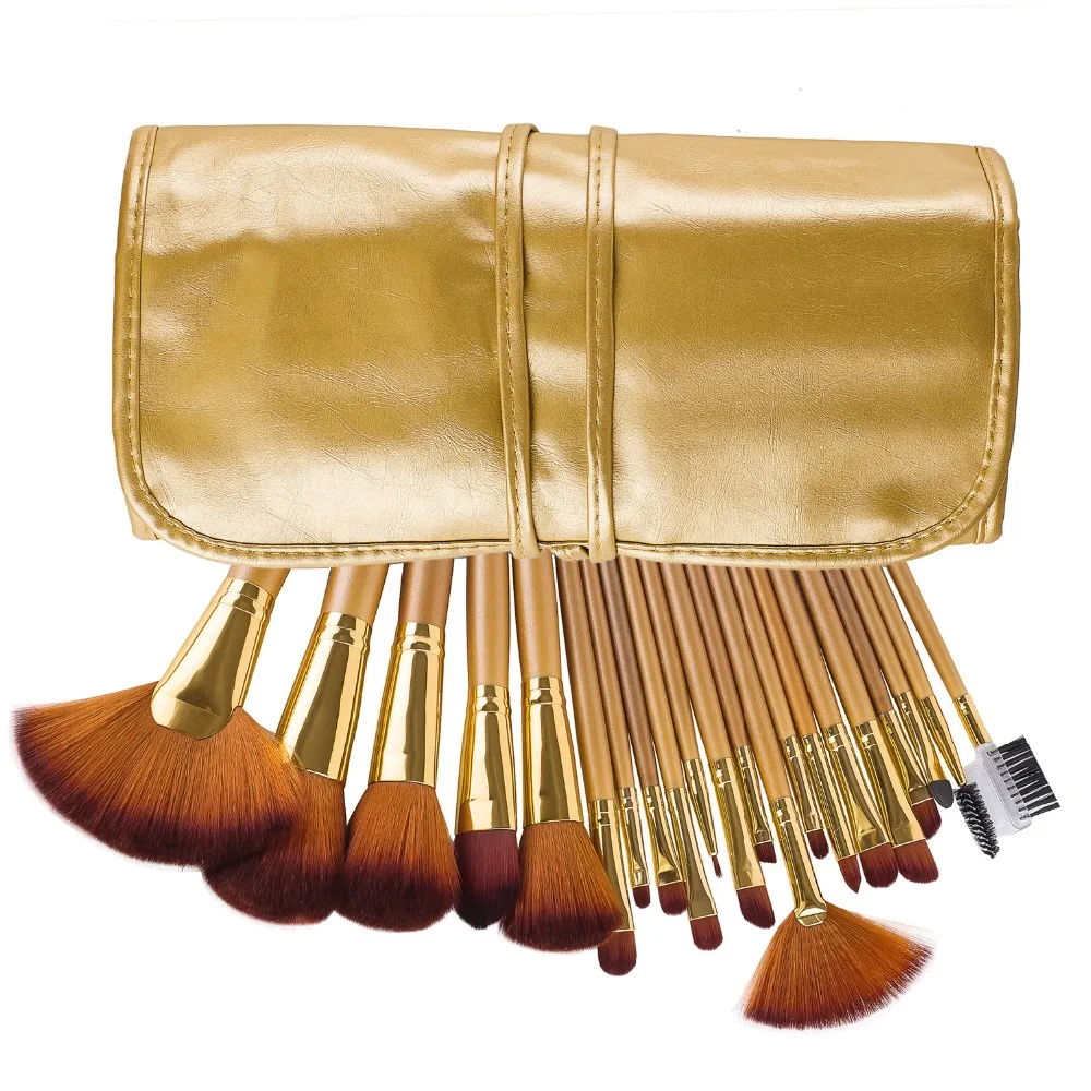 21 Pcs/Set Luxury Gold Makeup Brushes Natural Hair Makeup Brush Set