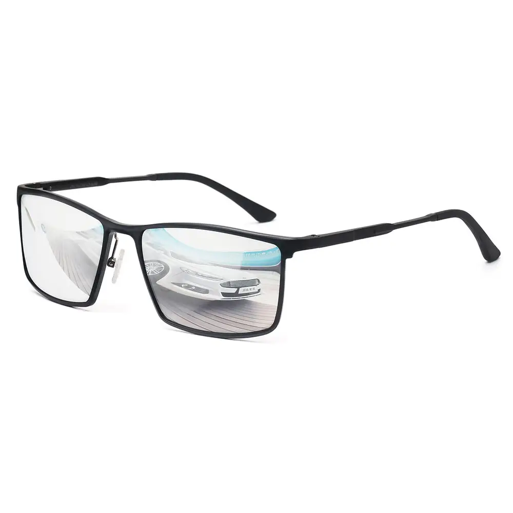 Прямоугольный поляризованные солнцезащитные очки Для мужчин очки высокого качества - Цвет линз: Black Silver