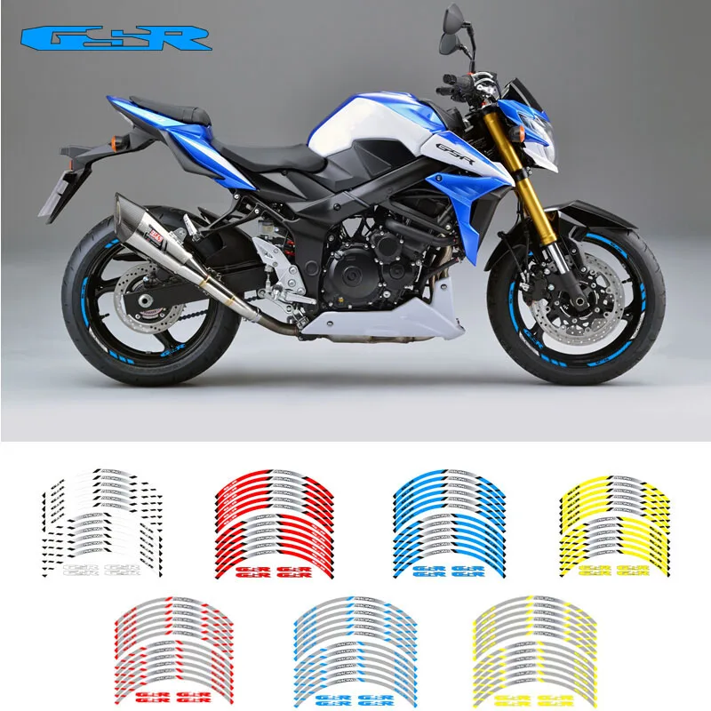 

Hot sell Motorcycle front and rear wheels Edge Outer Rim Sticker Reflective Stripe Wheel Decals For SUZUKI GSR