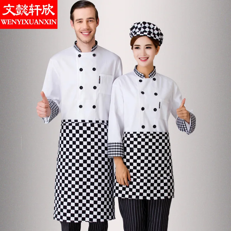 New Chef Jacket Long Sleeve Adult Kitchen Clothes Hotel Restaurant Chef