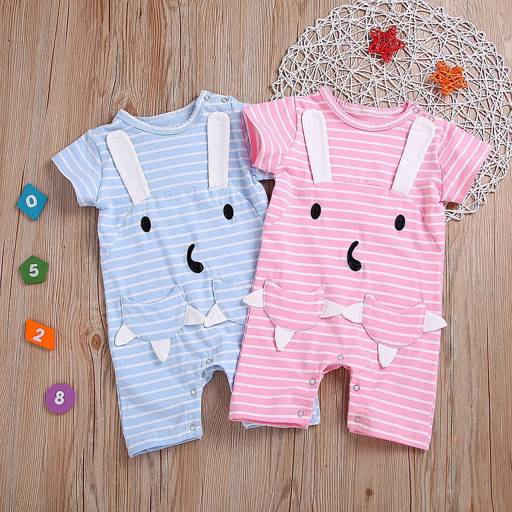 

Newborn Summer 2019 Baby Girl Boy Clothes Fashion Striped Cartoon Baby Rompers Baby Onesie Baby Winter Clothes Kids Jumpsuit