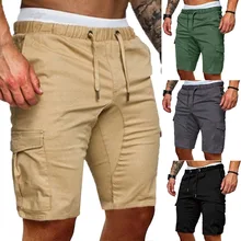 HEFLASHOR новые мужские повседневные шорты-карго Однотонные эластичные брюки брендовые модные популярные мужские шорты для лета