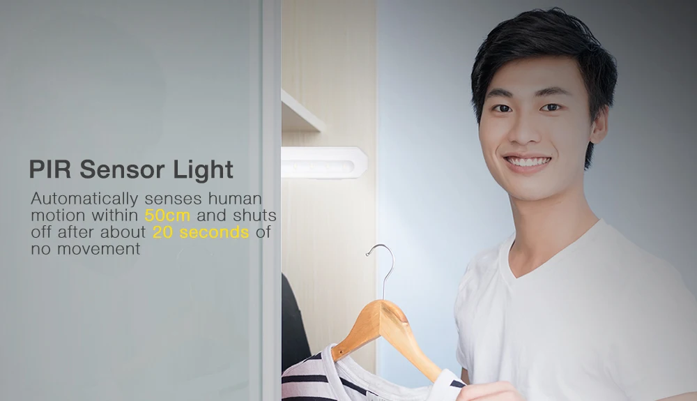 ZQ0802 Portable Motion Sensor Wireless LED Closet Light for Cabinet