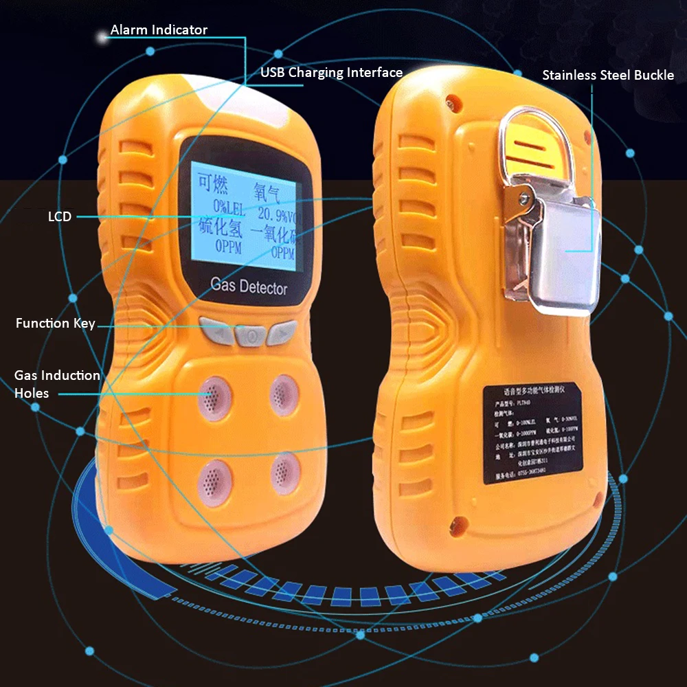 4 в 1 детектор газа CO монитор цифровой Ручной токсичный газ детектор окиси углерода сероводород газовый тестер с ЖК-дисплеем