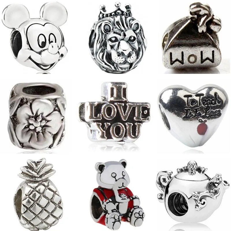 

Punk Style Alloy Lion Bear Frog Pineapple Hearts Evil Eye Charms Beads Fit Pandora Bracelets & Bangles for Women Pulsera DIY