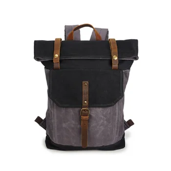 

M230 Vintage Oil Wax Canvas Backpack Men Waterproof Travel Shoulder Bag 2019 High Quality Fashion Student Laptop Male Backpack