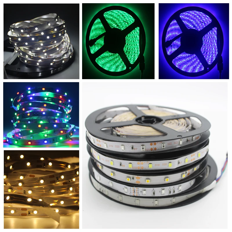 5M 300Leds Non-waterproof RGB Led Strip Light 3528 DC12V 60Leds/M Flexible Lighting String Ribbon Tape Lamp Home Decoration Lamp