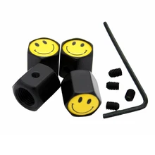 С логотипом "Улыбка" Theftproof Нержавеющая сталь черный 4 шт./компл. автомобиля вентиль шины колеса стволовых воздуха Кепки Стайлинг для Benz Suzuki Mazda VW