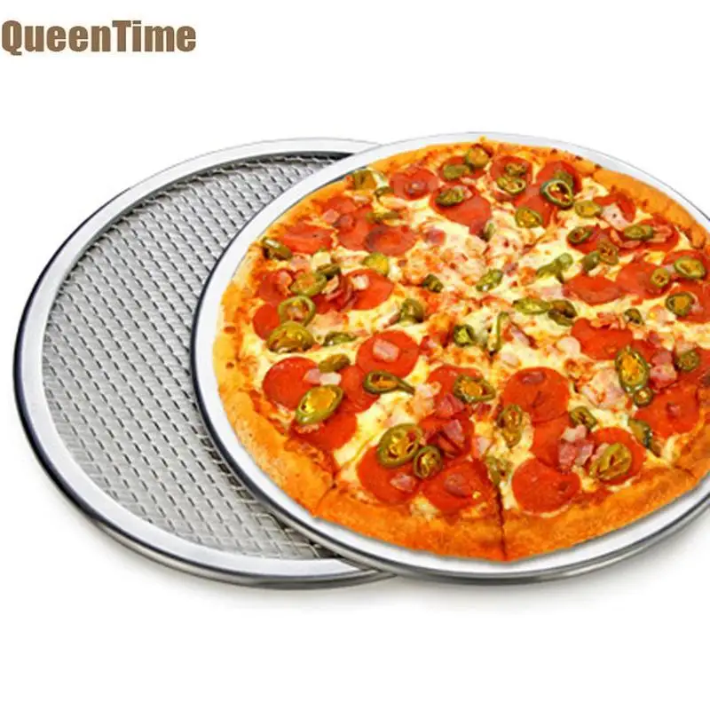 QueenTime Non-Stick Pizza Pan With Holes Round Pizza Tray In Multi-size Aluminum Pizza Stones For Baking Kitchen Cooking Tools QueenTime Non-Stick Pizza Pan With Holes Round Pizza Tray In Multi-size Aluminum Pizza Stones For Baking Kitchen Cooking Tools