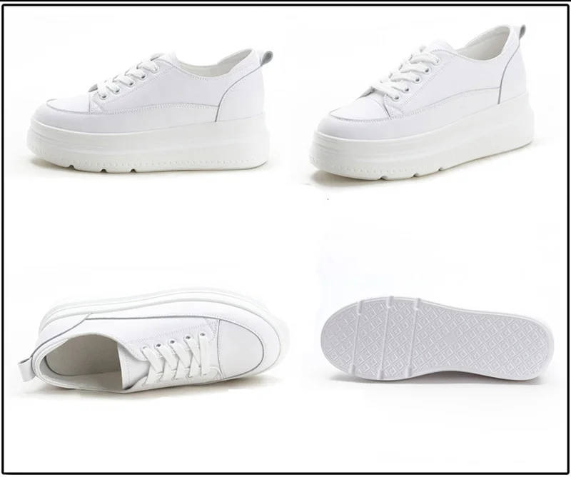 Обувь из натуральной кожи; женские кроссовки; обувь, увеличивающая рост; повседневная женская обувь белого цвета; Новинка; сезон весна-лето; обувь на толстой подошве 5 см; A1437