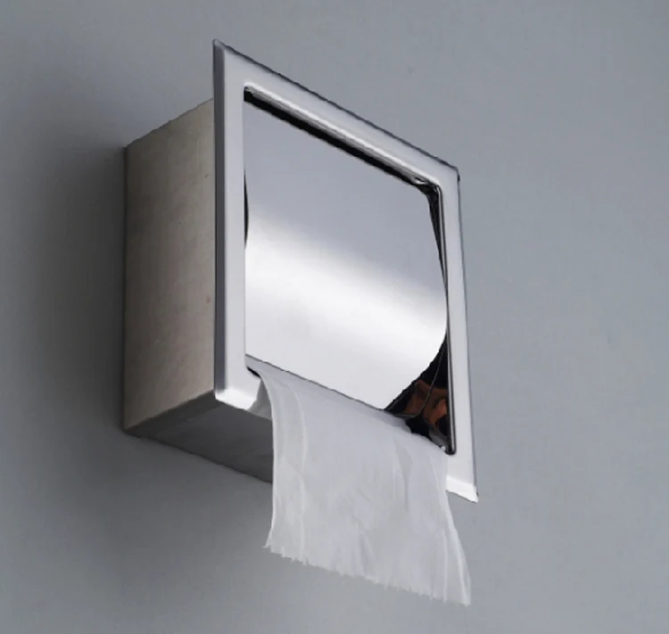 Sus304 Stainless Steel Concealed Bathroom Waterproof Tissue Box Wall