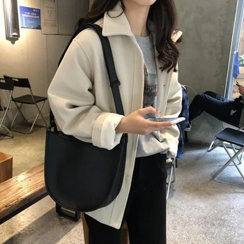 

Korean Style Vintage Crossbody Bags For Women Solid Color Soft PU Leather Shoulder Bag High Quality Bags Casual Girl Bag