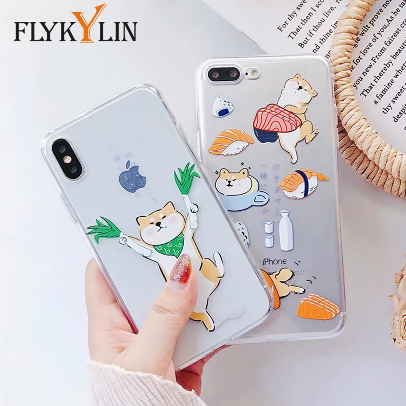 

FLYKYLIN Cute Welsh Corgi Pembroke Shiba Inu Animal Dog Soft Silicon TPU Case Cover For iphone X 8 8Plus 7 7Plus 6 6S Plus Funda