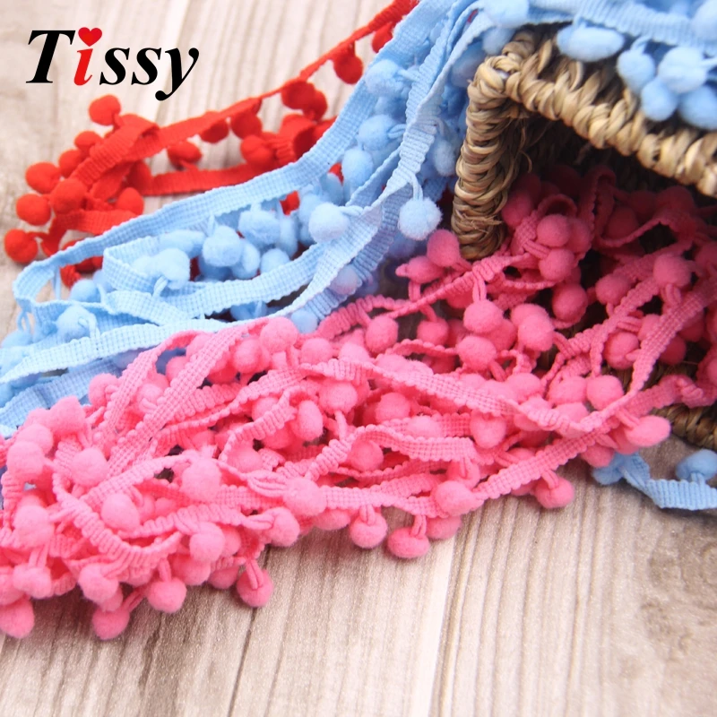 18-20Yards Pom Pom Trim Lace Pom Poms Ball Fringe Trim Ribbon