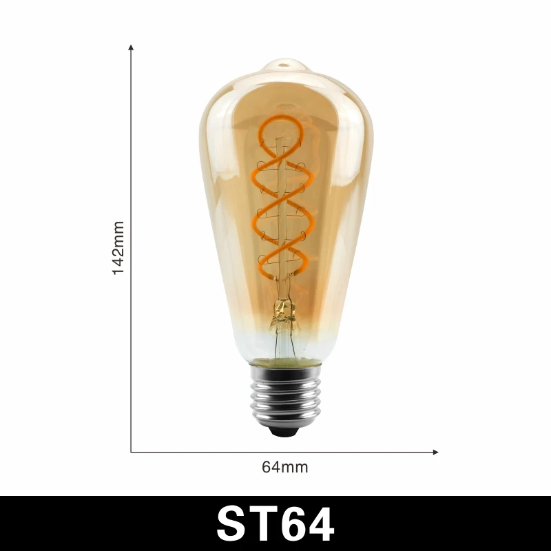 Винтажная лампа Эдисона E27 E14 220V Ретро лампа 4W Ампула старинная лампочка эдисона Лампа накаливания светодиодная лампа Эдисона - Испускаемый цвет: ST64