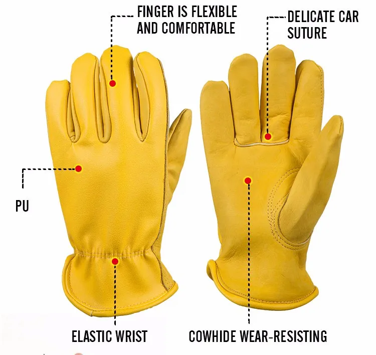 OZERO новые мужские рабочие перчатки для водителей из воловьей кожи, кожаные защитные перчатки, защитные рабочие мото теплые перчатки для мужчин 8007