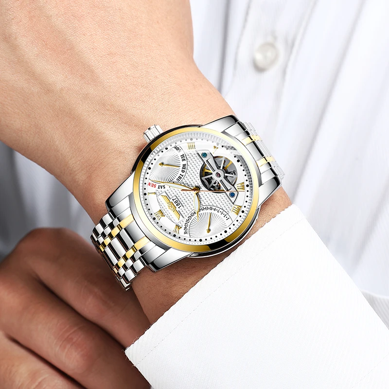 HAIQIN Для Мужчин Смотреть Топ бренд класса люкс Tourbillon Автоматическая Механические